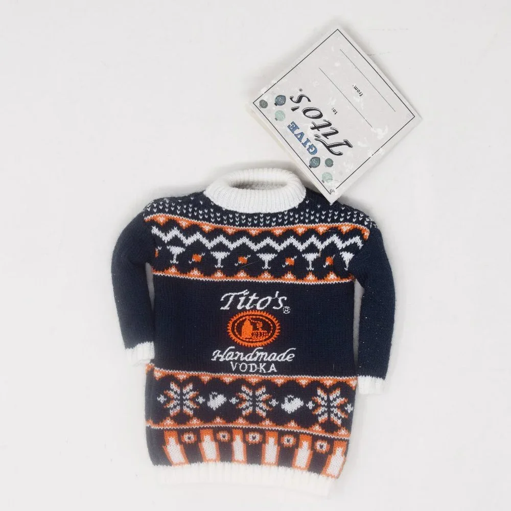 Titos Handmade Vodka Bottle Sweater Novelty Gift Wrap Pretty Ugly Holiday Cover